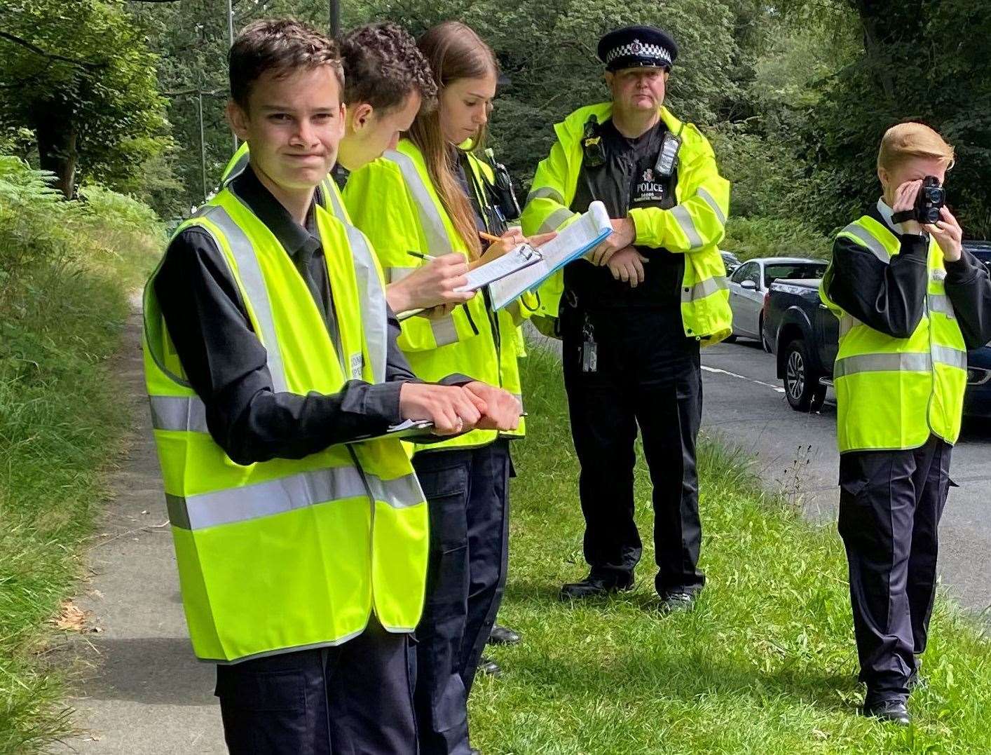 Members of the Volunteer Police Cadets have been out in Tunbridge Wells assisting with efforts to tackle speeding motorists. Picture: Kent Police