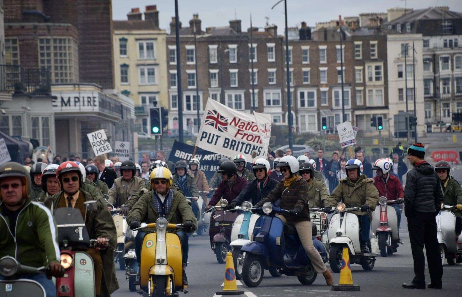 Mods storming Margate seafront during the filming of Empire of Light in 2022. Picture: Roberto Fabiani