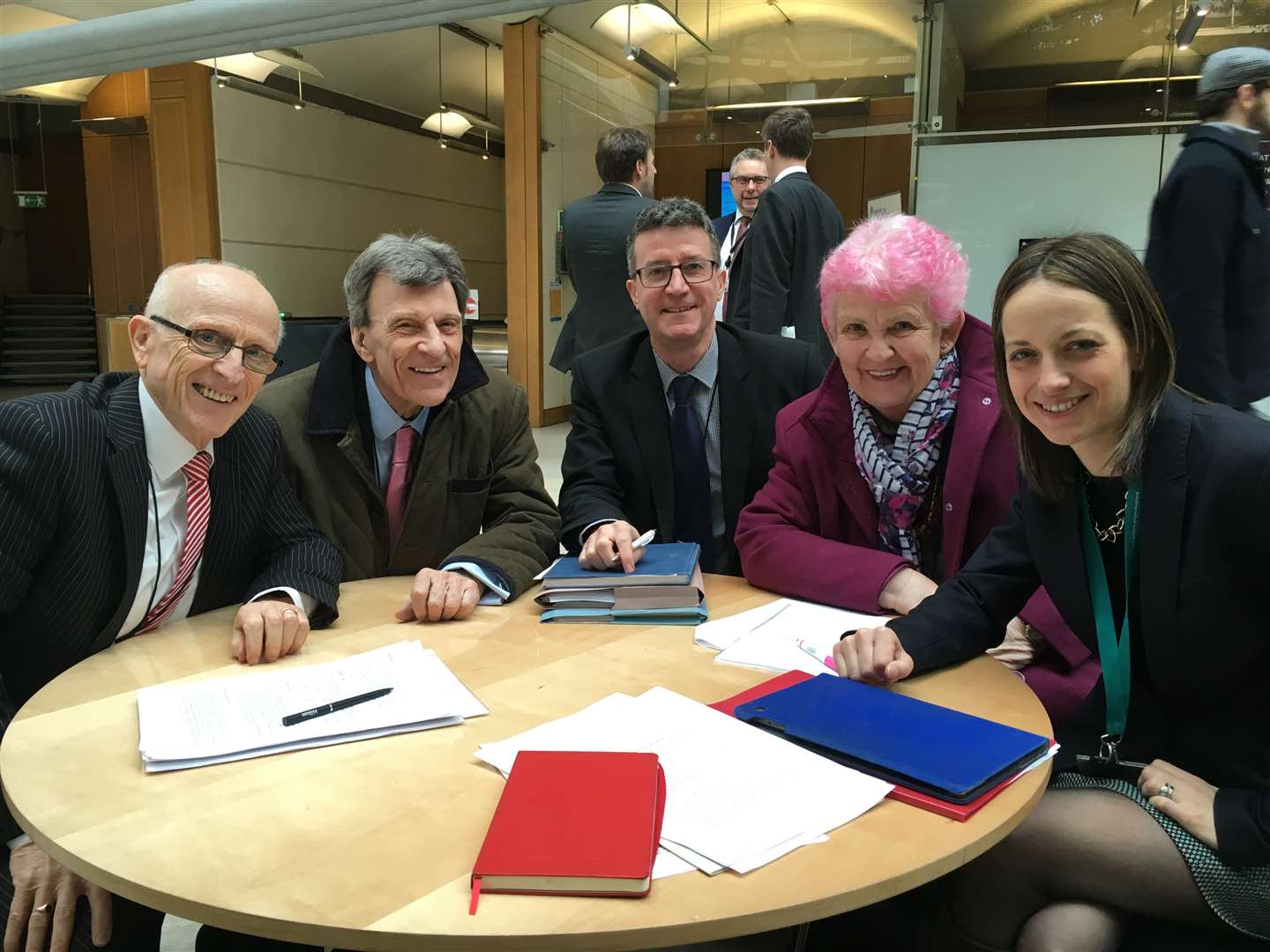The chairman of the KALC transport advisory committee John Wilson, KALC vice president Richard Perry, KALC chief executive Terry Martin and KALC chairman Sarah Barker meet Helen Whately MP at Westminster.