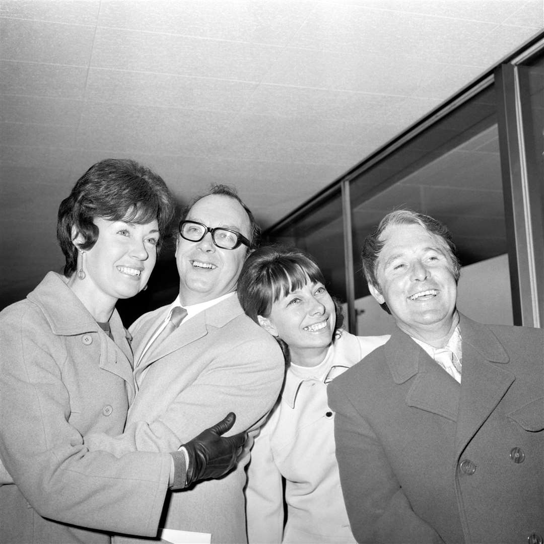 Comedian Eric Morecambe and his wife Joan and Ernie Wise and his wife Doreen (PA)