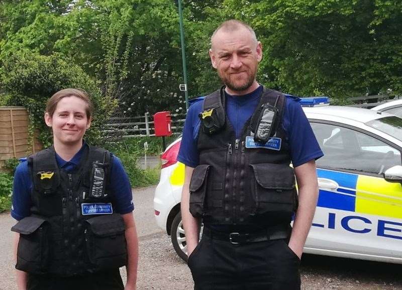 Police in the Bekesbourne area yesterday. Picture: David Taylor