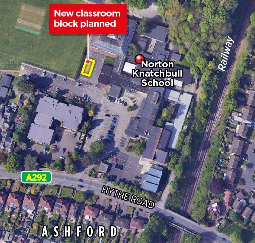 Where the new classroom block could be built at Norton Knatchbull School