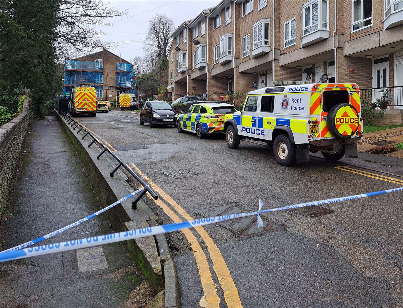 Emergency services in Anstee Road, Dover, on December 13