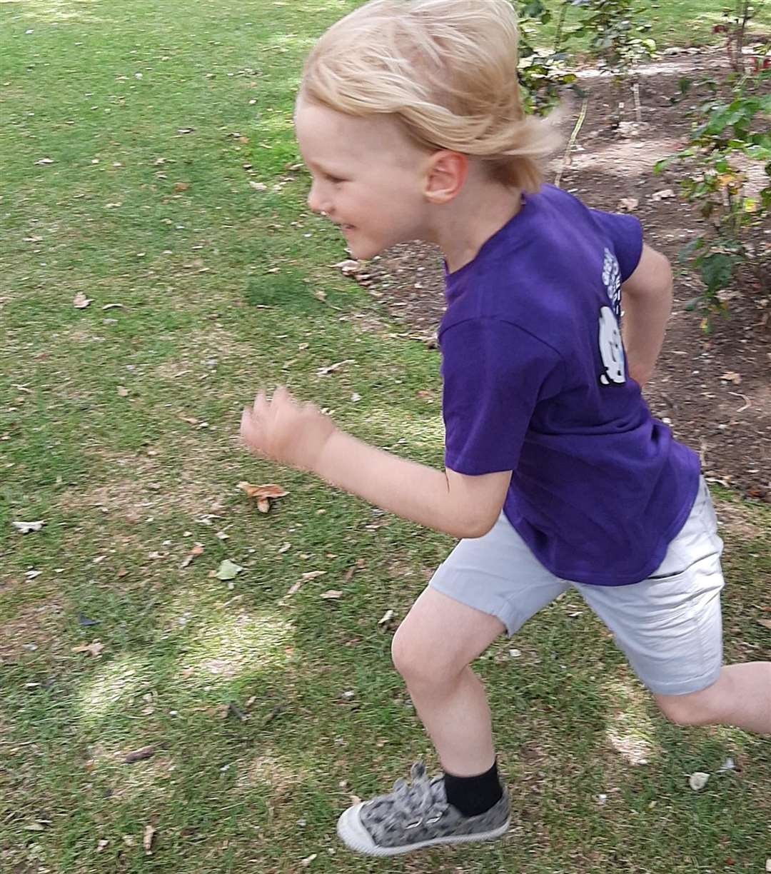 Blue streak: Four-year-old Rory Newing from Sheppey was born with a deformed heart and saved by surgeons at Great Ormond Street Hospital. He is now repaying that debt by running 31k around Sheerness for the London children's hospital