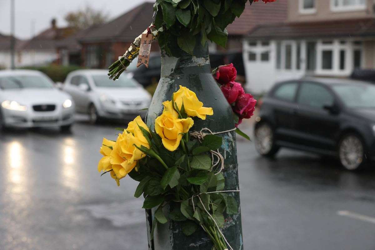 Floral tributes have been left after a man died in a suspected hit-and-run crash in Bexleyheath. Picture: UKNIP