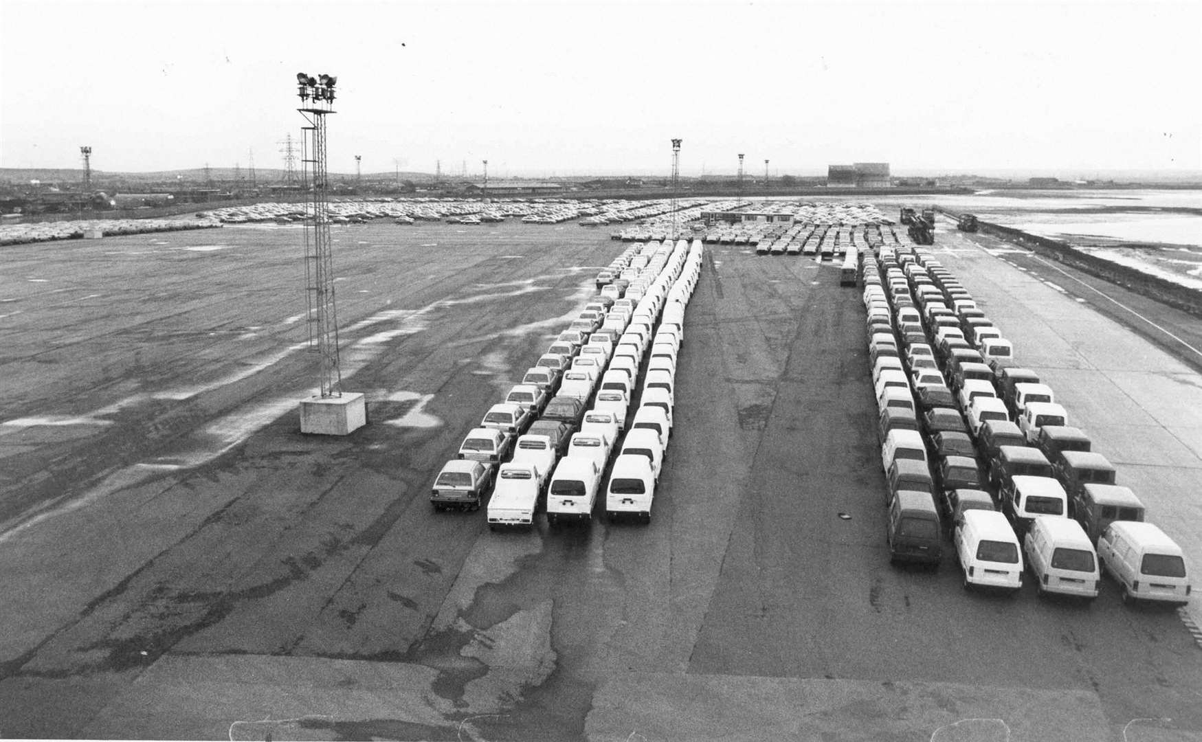 Sheerness Docks in December 1982, where imported cars were stored