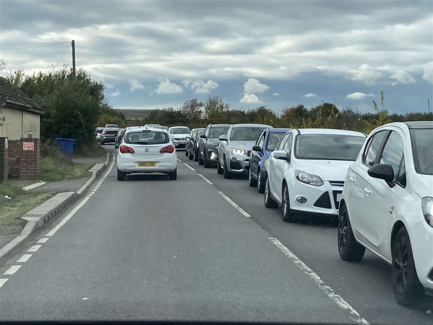 Tailbacks caused by traffic lights on the Lower Road, Minster, for Southern Water