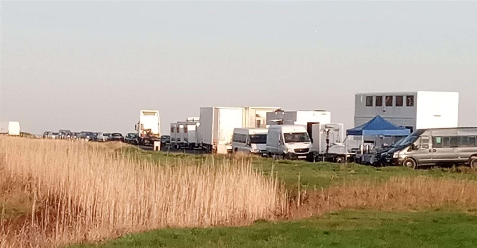 Production crews in Shellness, near Leysdown, on Sheppey filming last December for the Channel 4 real-life drama Deceit about the murder of mum Rachel Nickell in 1992. Picture: Jane Hill