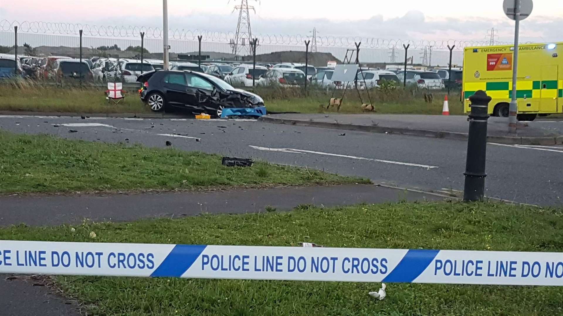 One of the cars after the collision in Brielle Way, Sheerness, on Friday, August 18. Picture: Graham McCall