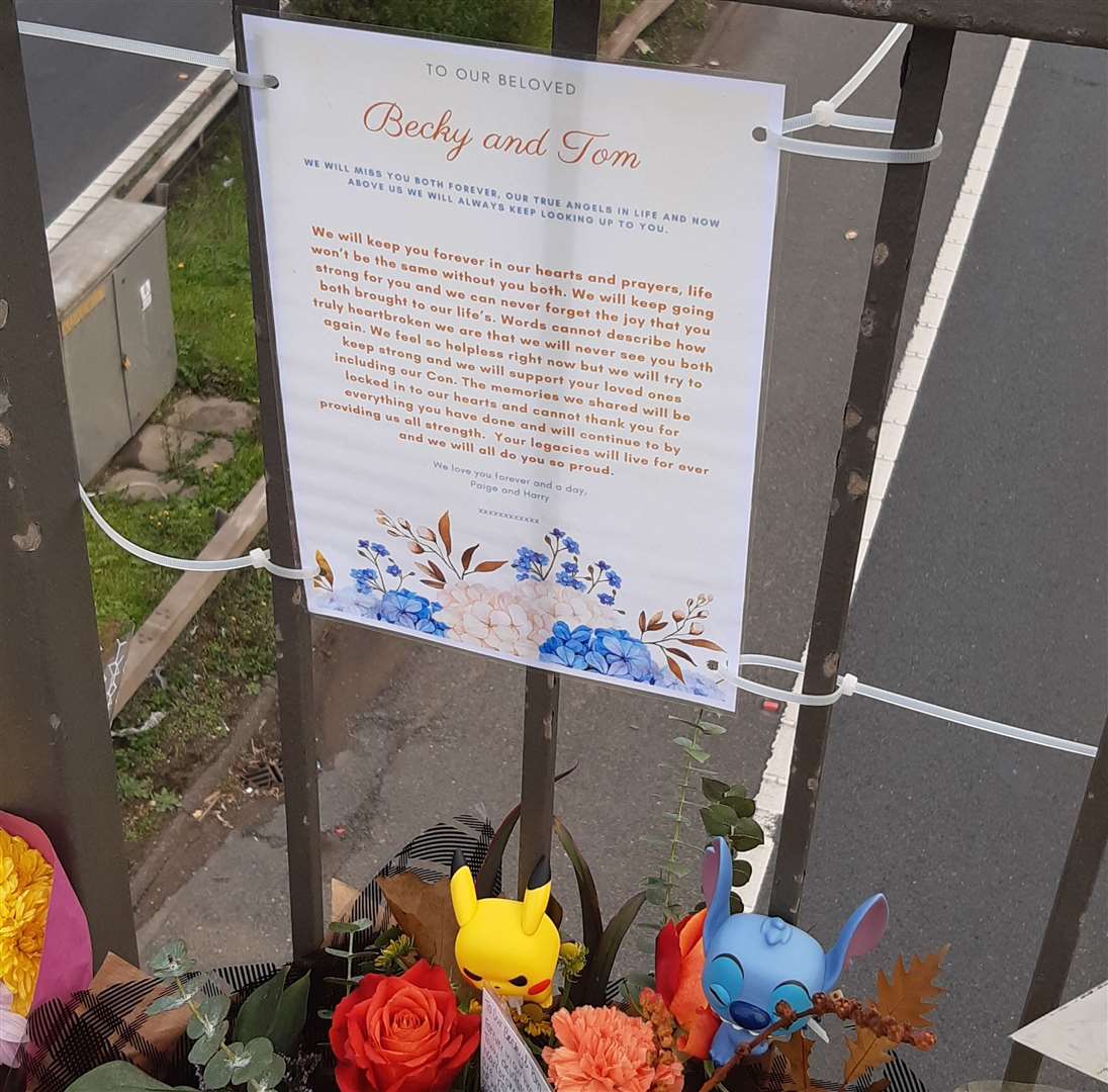 Tributes were left at the scene of the crash on the A2 near Dartford.