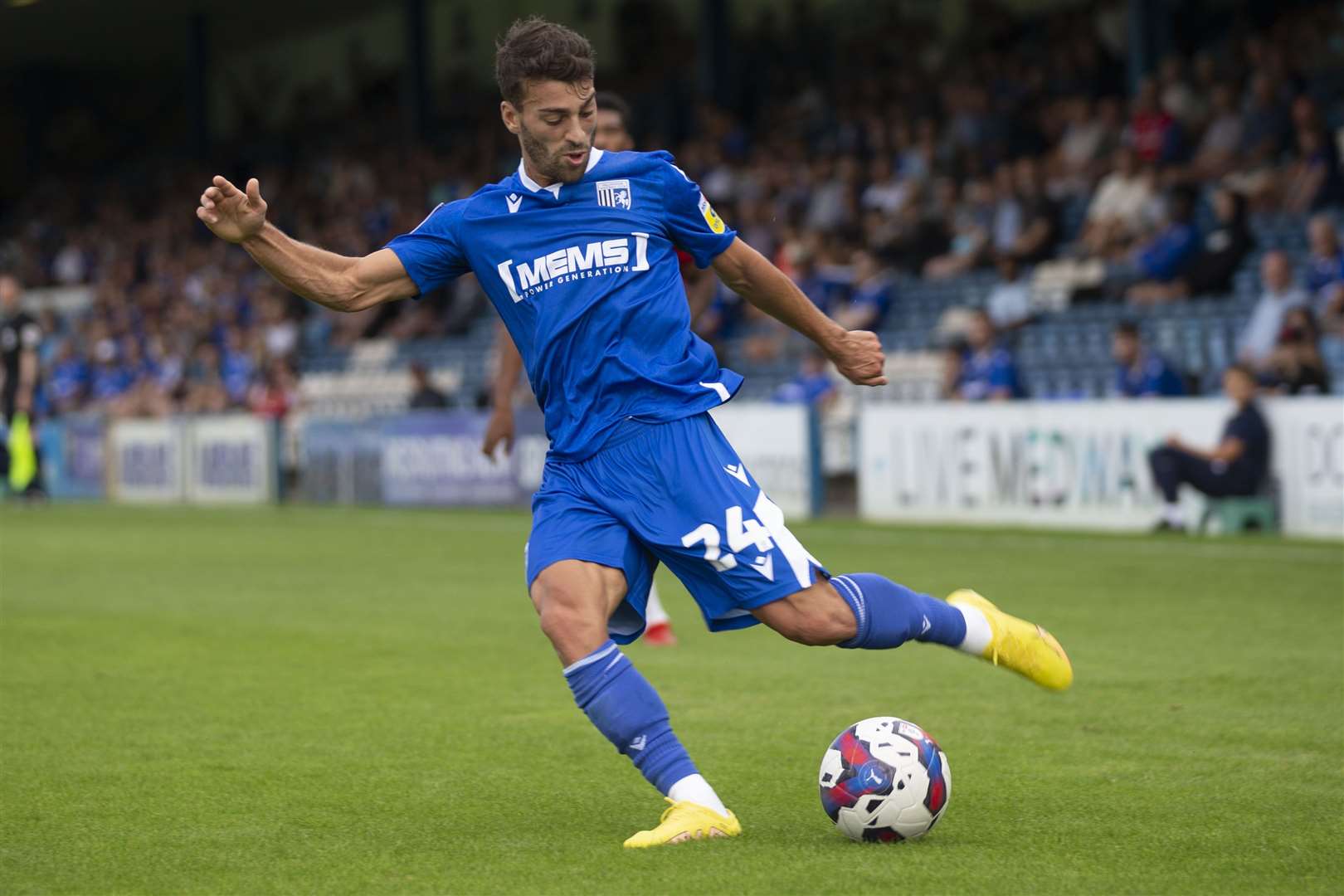 Scott Kashket produced a man-of-the-match performance last time out in the league for Gillingham. He plays against former side Crewe on Saturday. Picture: KPI