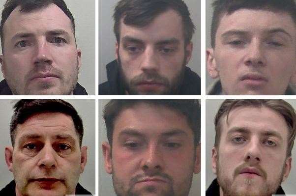 Top row left to right: Nathan Turner, 30, Zach Cutting, 25, and Ray Renda, 23. Bottom row left to right: Glen Hough, 52, Fabian Szymula, 21, and Jonathan Hedges, 26. Picture: Kent Police