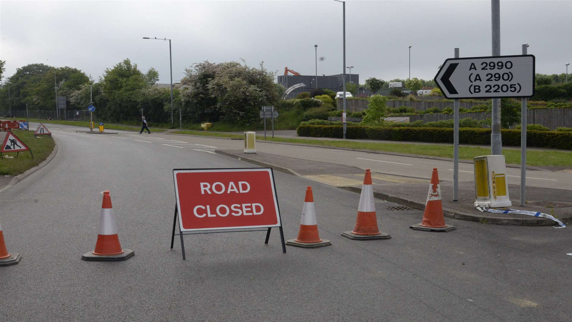 The closed road at Wraik Hill following the gas explosion on Friday evening
