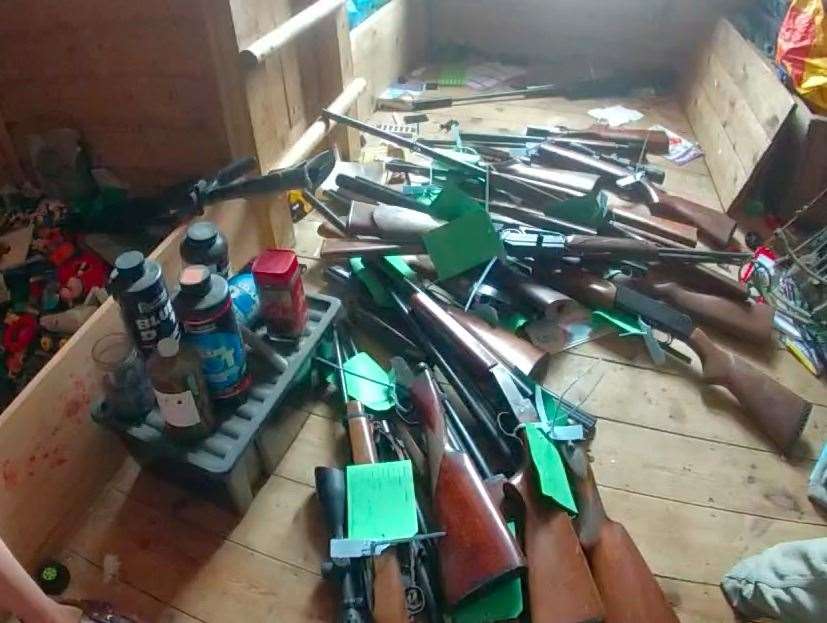 Police found an arsenal of weapons in Barney Buttifint's home. Photo: Kent Police