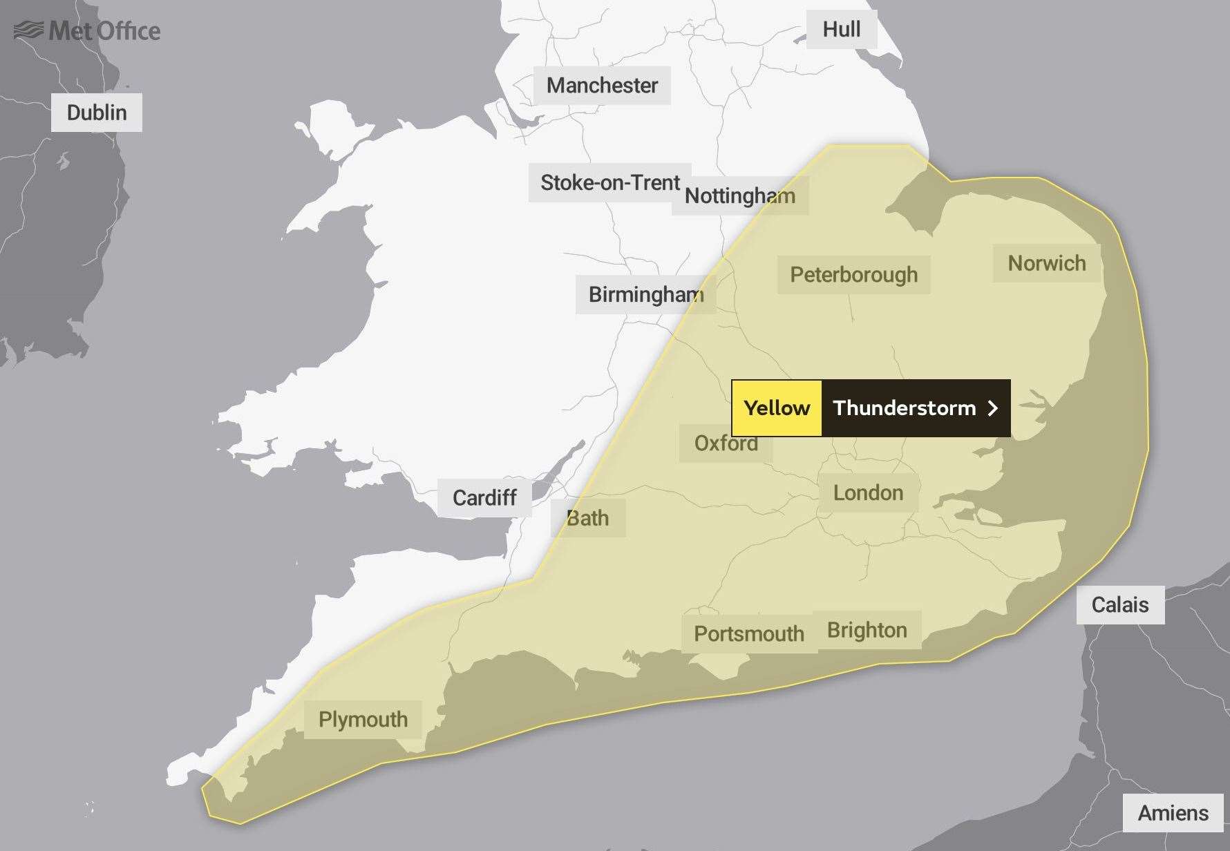 The Met office has issued a thunder and lightning warning for Kent and Medway