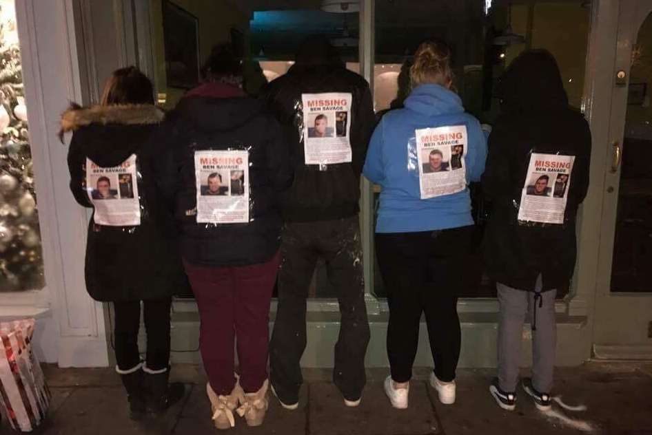 Friends have been wearing the missing Ben posters as they search the streets