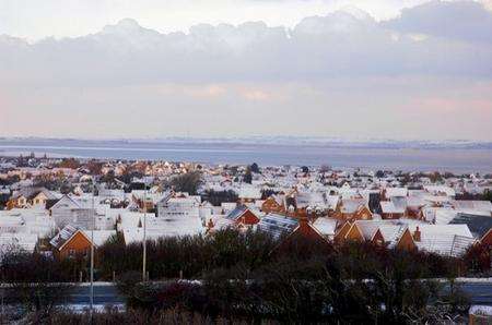 A view across Seasalter to the Swale Estuary after last night's snow showers