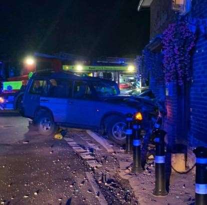 The Land Rover ploughed into the Swan Inn in Ashford