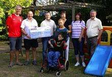 The Biking Turtles present a cheque for £4,000 to Preston Skreens in Minster