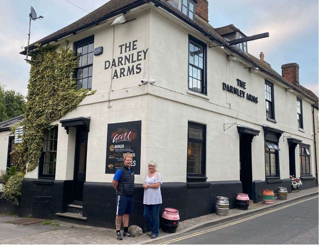 Owner of the The Darnley Arms in Cobham, Trudie Mochrie and son Ryan