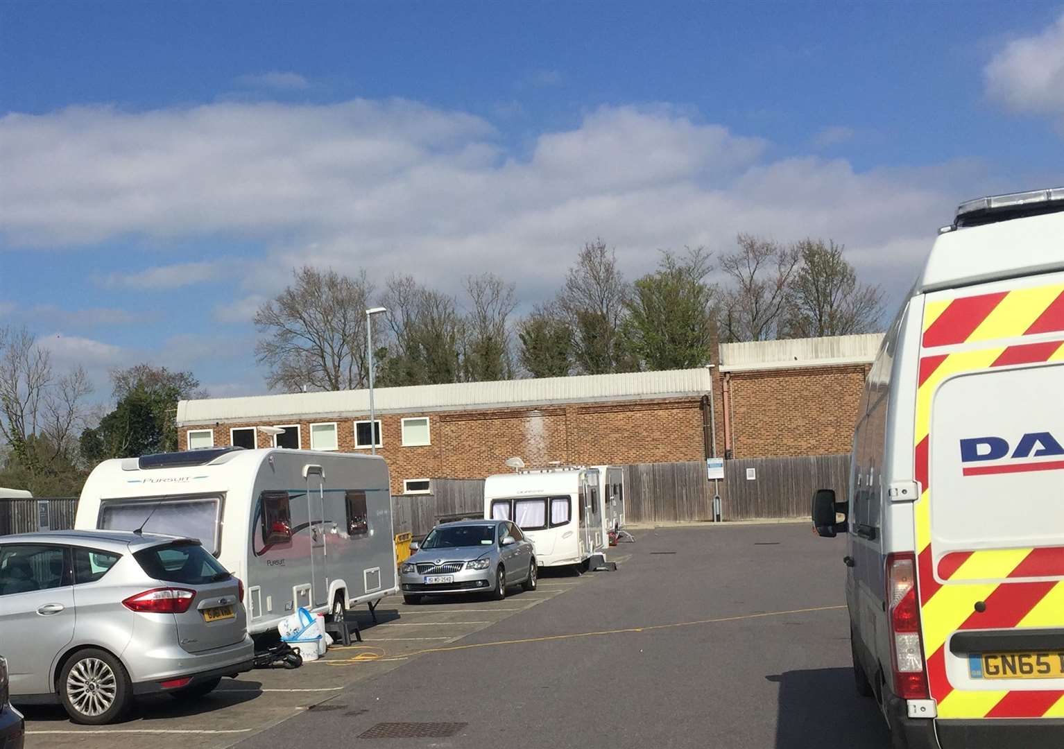 Caravans have pitched up in the car park of Lidl in Sevenoaks. Picture Alex Jee (8466873)