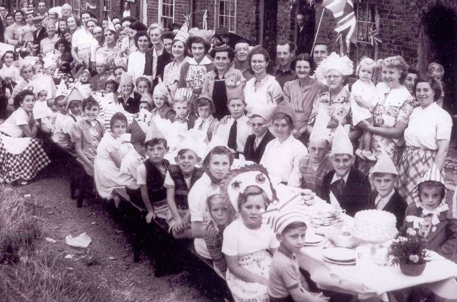 Tickleberry Row, Eccles gathered youngsters for tea to celebrate the Queen's coronation in 1953. Picture courtesy of Ray Sturgeon.