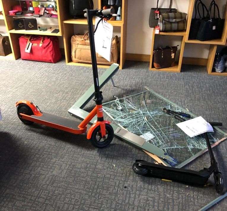 The damage to At Your Service in Whitstable after e-scooter thefts. Picture: Sanjay Nagar