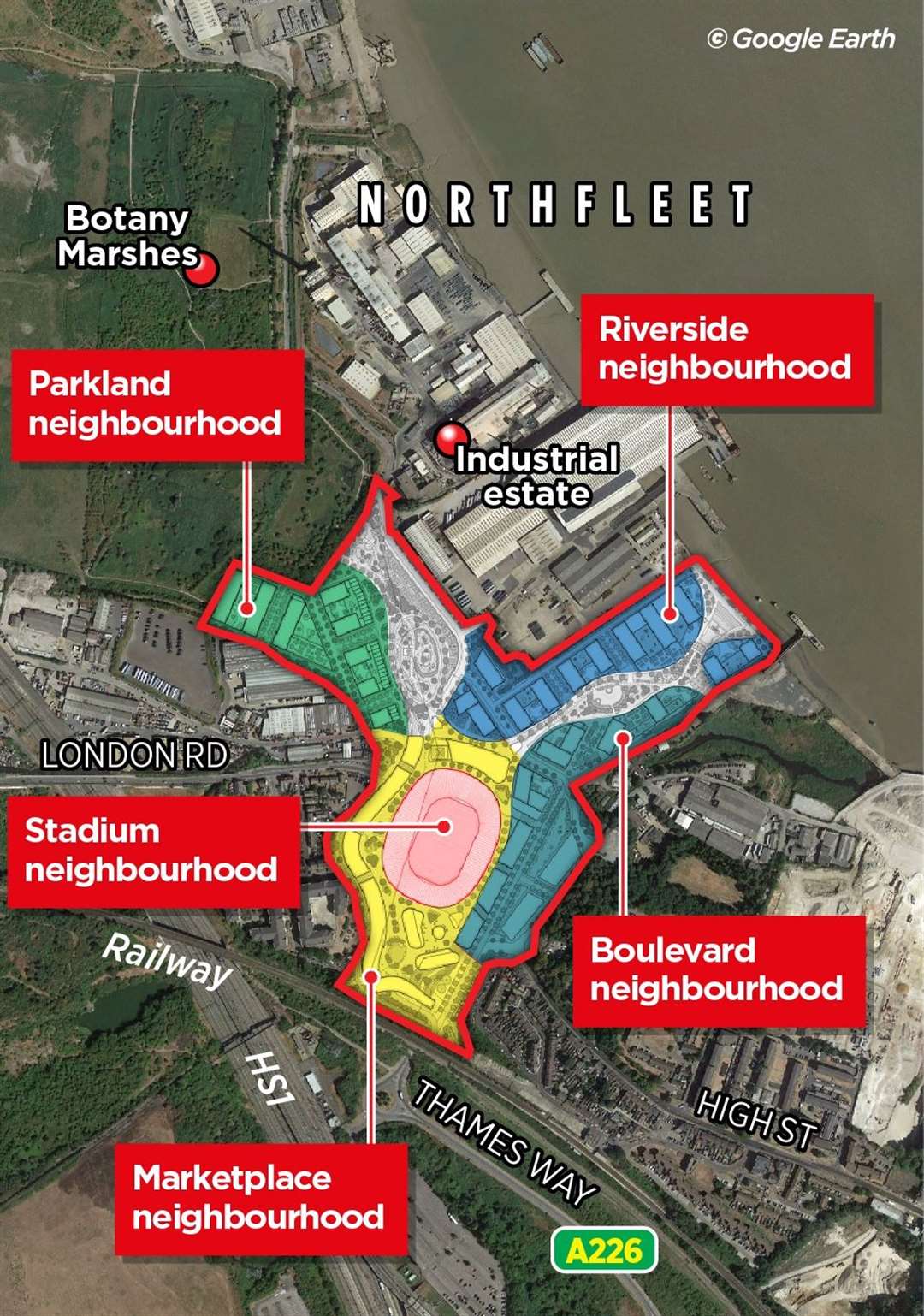 The development will be split into neighbourhoods is approved