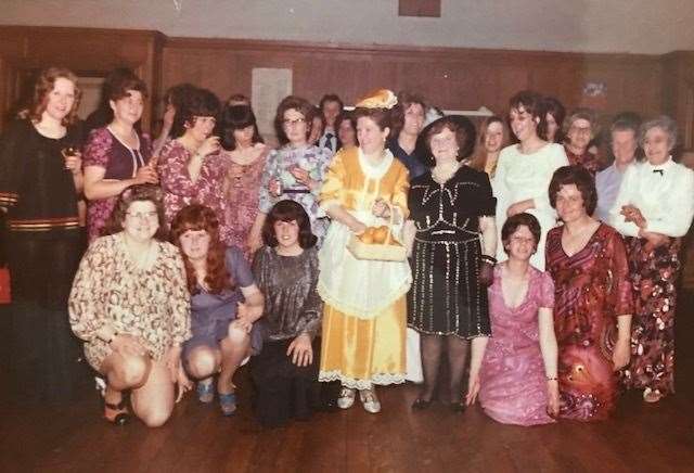 Members of Sheppey Ladies Friendly Darts League, of which the Old House at Home was a member, enjoy a night out at the Wheatsheaf Hall