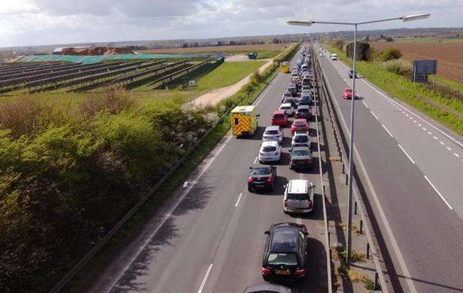 The crash caused long delays on the A299. Picture: Timothy Wooding