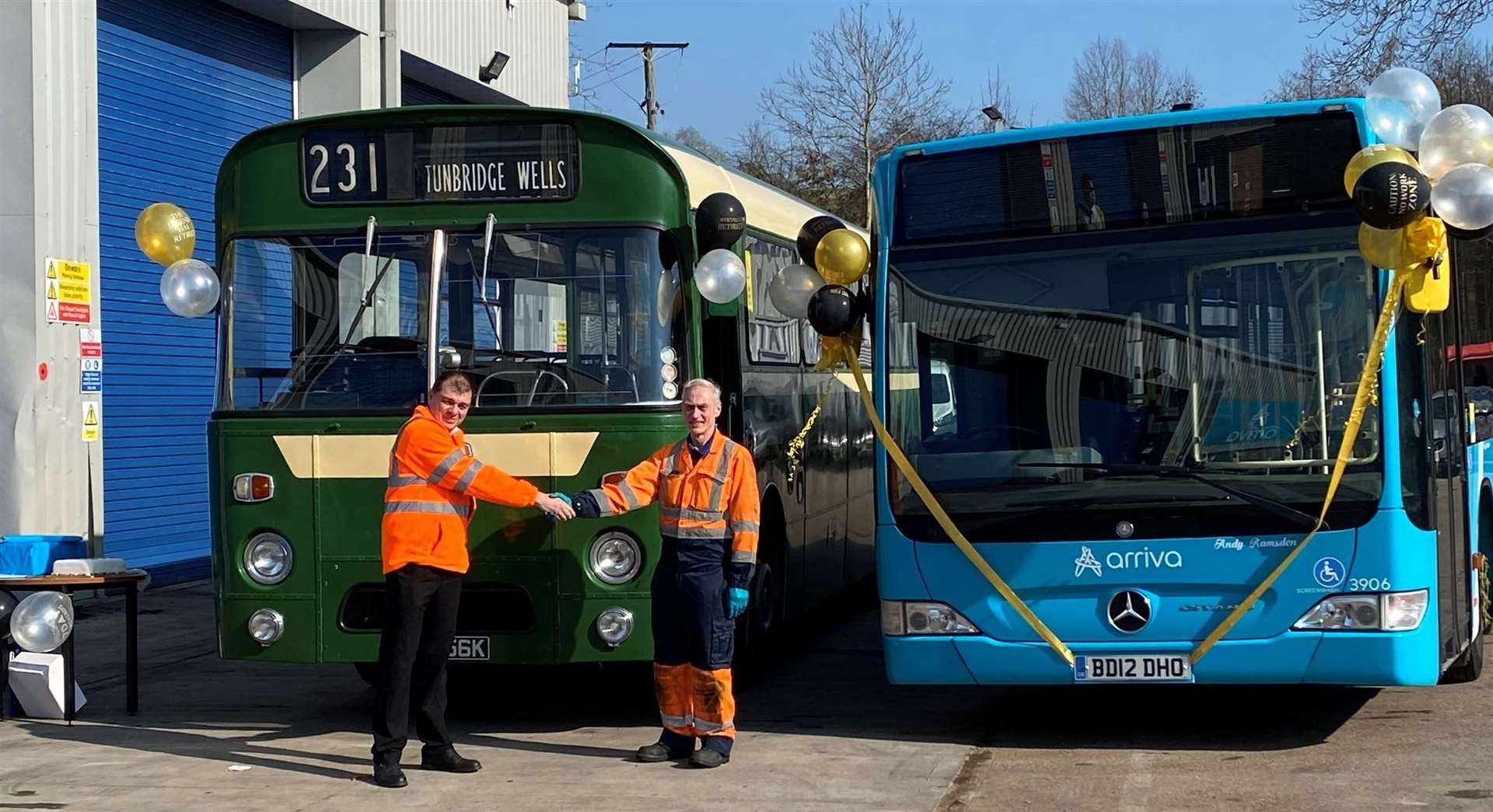 Andy Ramsden, right, pictured with the bus that has been named after him and engineering manager Andy Weber. Picture: Arriva