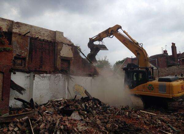Kent Demolition was called in to knock the remains of the building down. Picture: @TeamKentDemo