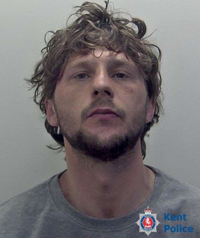 Grant Ray, from Folkestone, was sentenced to seven years for wounding with intent, and assault on an emergency worker. Picture: Kent Police