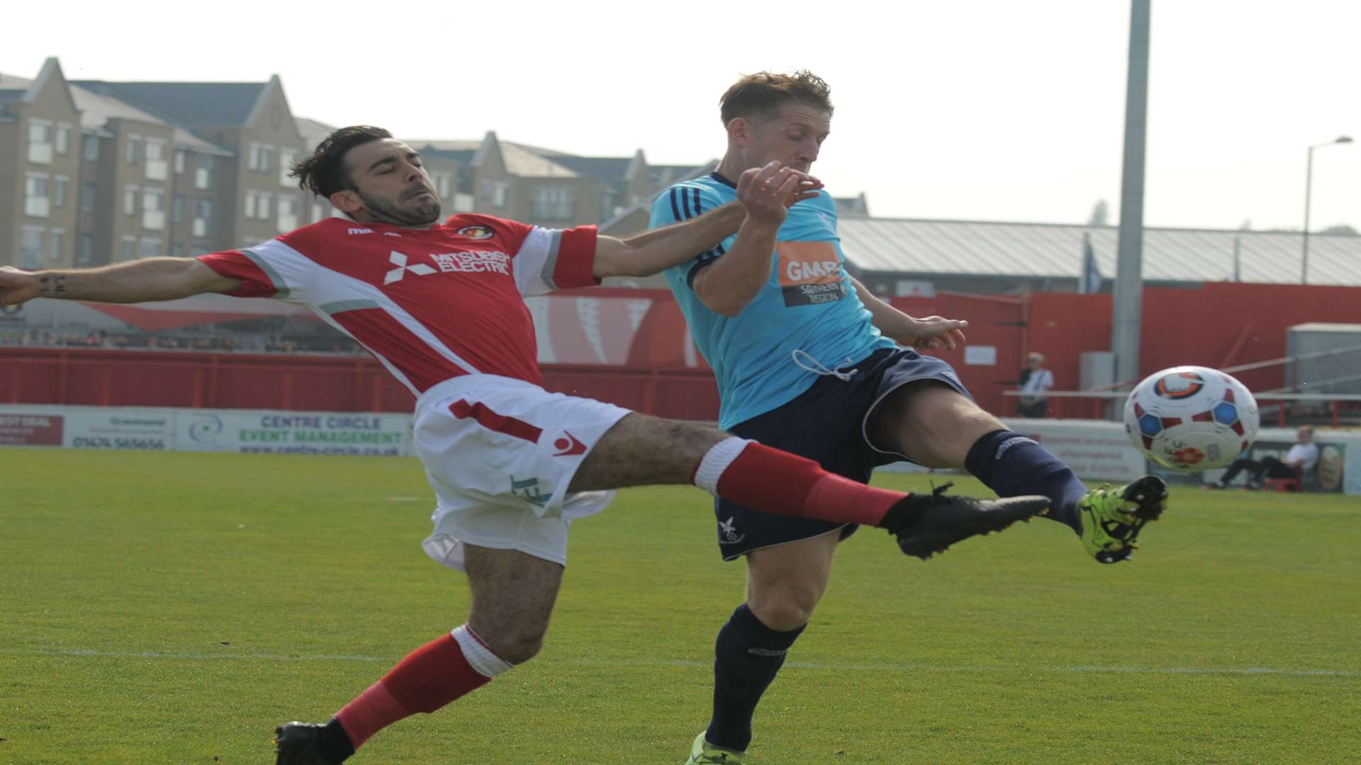 Sam Deering stretches to control the ball Picture: Ruth Cuerden