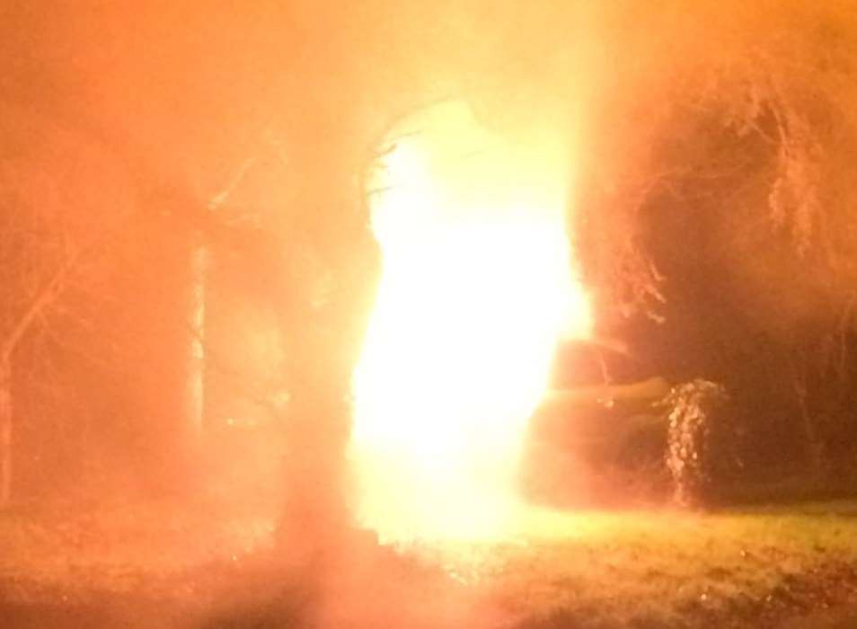 A car went up in flames near St Edmund's School in Canterbury