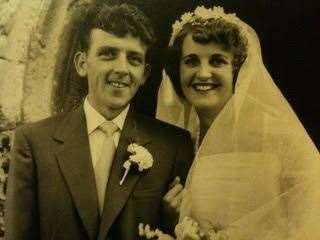 Vic and Vera Clarke on their wedding day at Chalk Church, Gravesend, in 1958