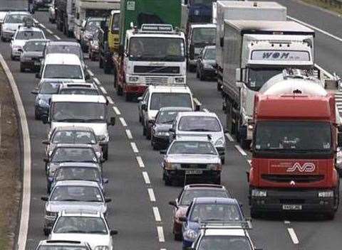 Traffic is queuing on the M2 between Faversham and Sittingbourne. Picture: Stock