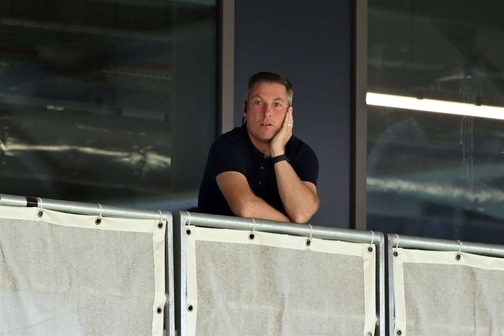 Gillingham manager watched the match from the main stand Picture : Keith Gillard
