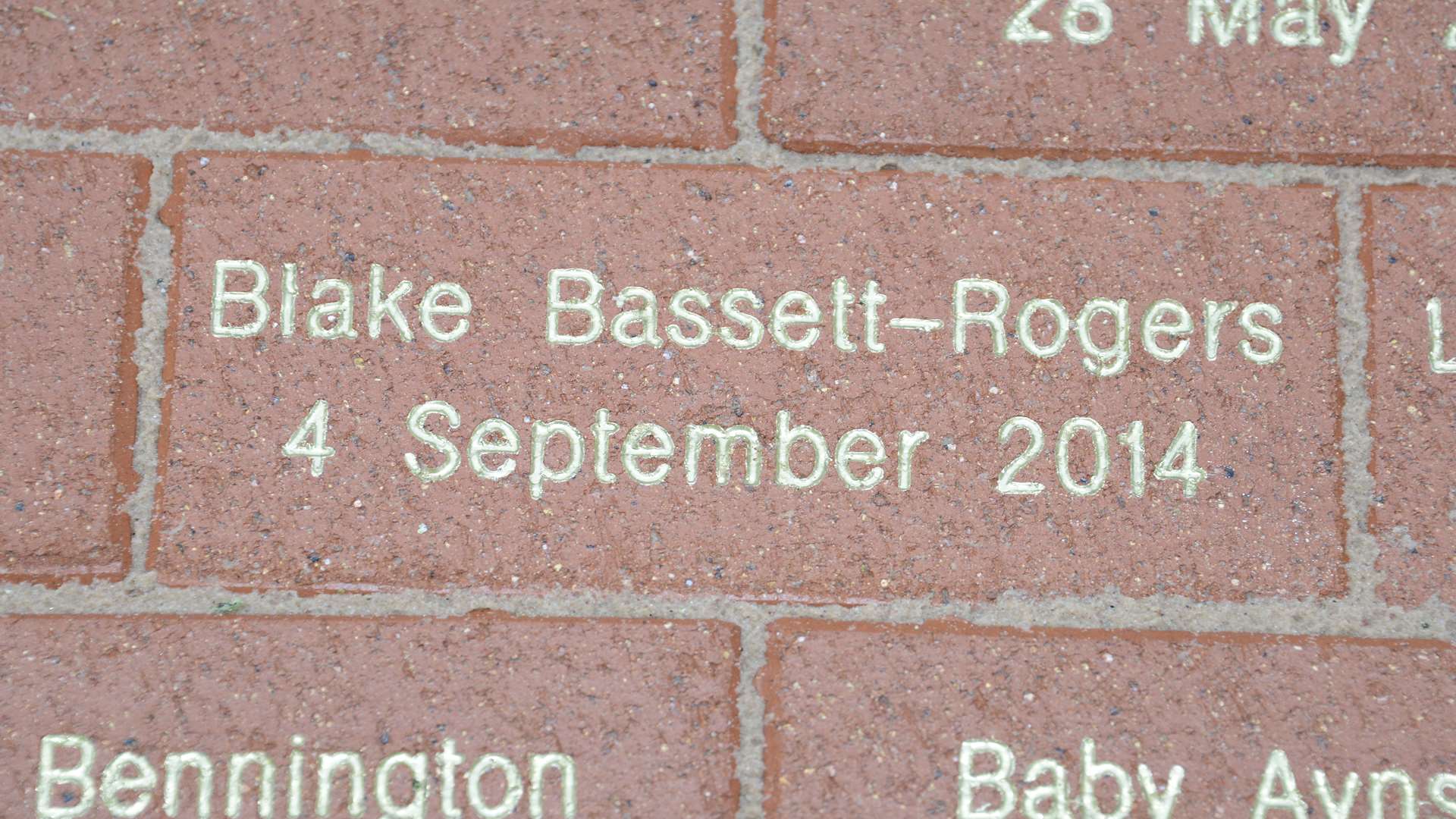 Charlotte has placed a stone for Blake in the Ashford Baby Garden