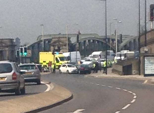 The crash on Rochester bridge. Picture: Alana Heagren