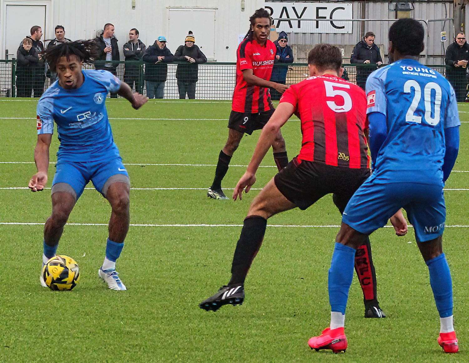 Kymani Thomas was on target as Bay drew 1-1 with Brightlingsea last week. Picture: Keith Davy