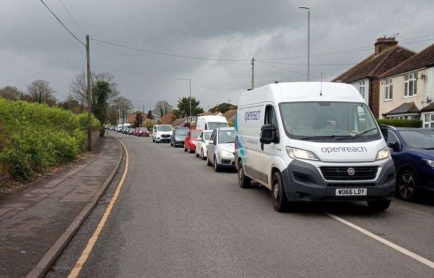 The traffic chaos has been seen on the Manston Road diversion route. Picture: Richard Baxter (63591774)