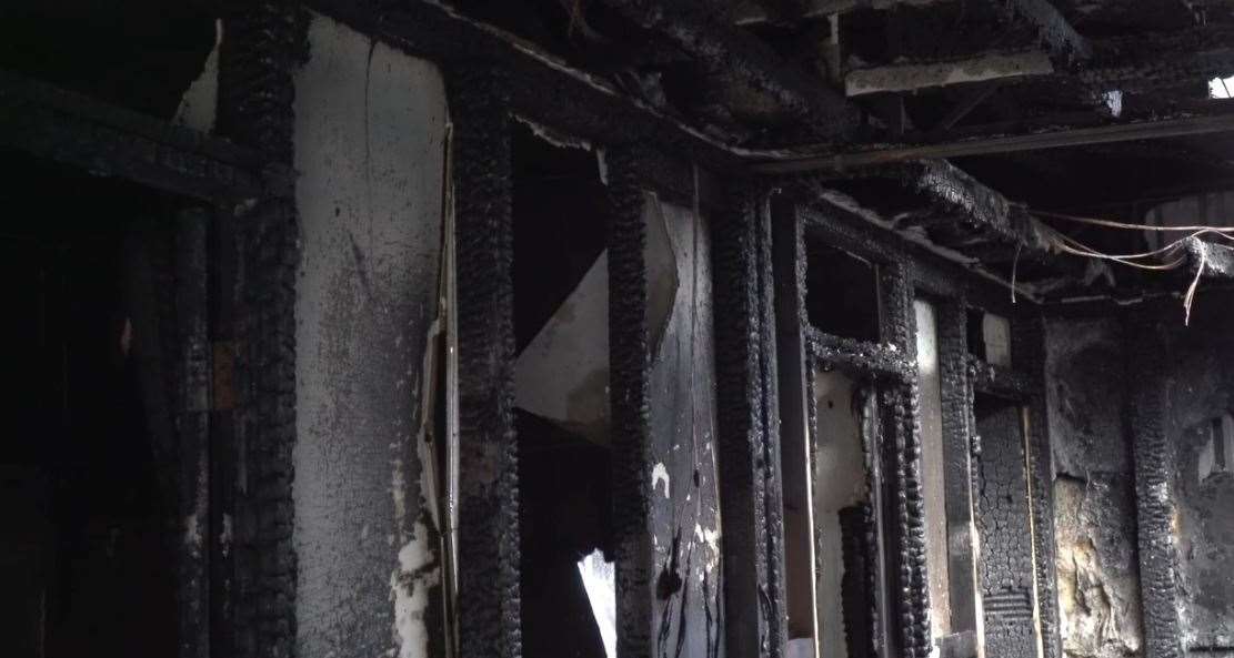 Fire damage inside the clubhouse of Tunbridge Wells Football Club last month