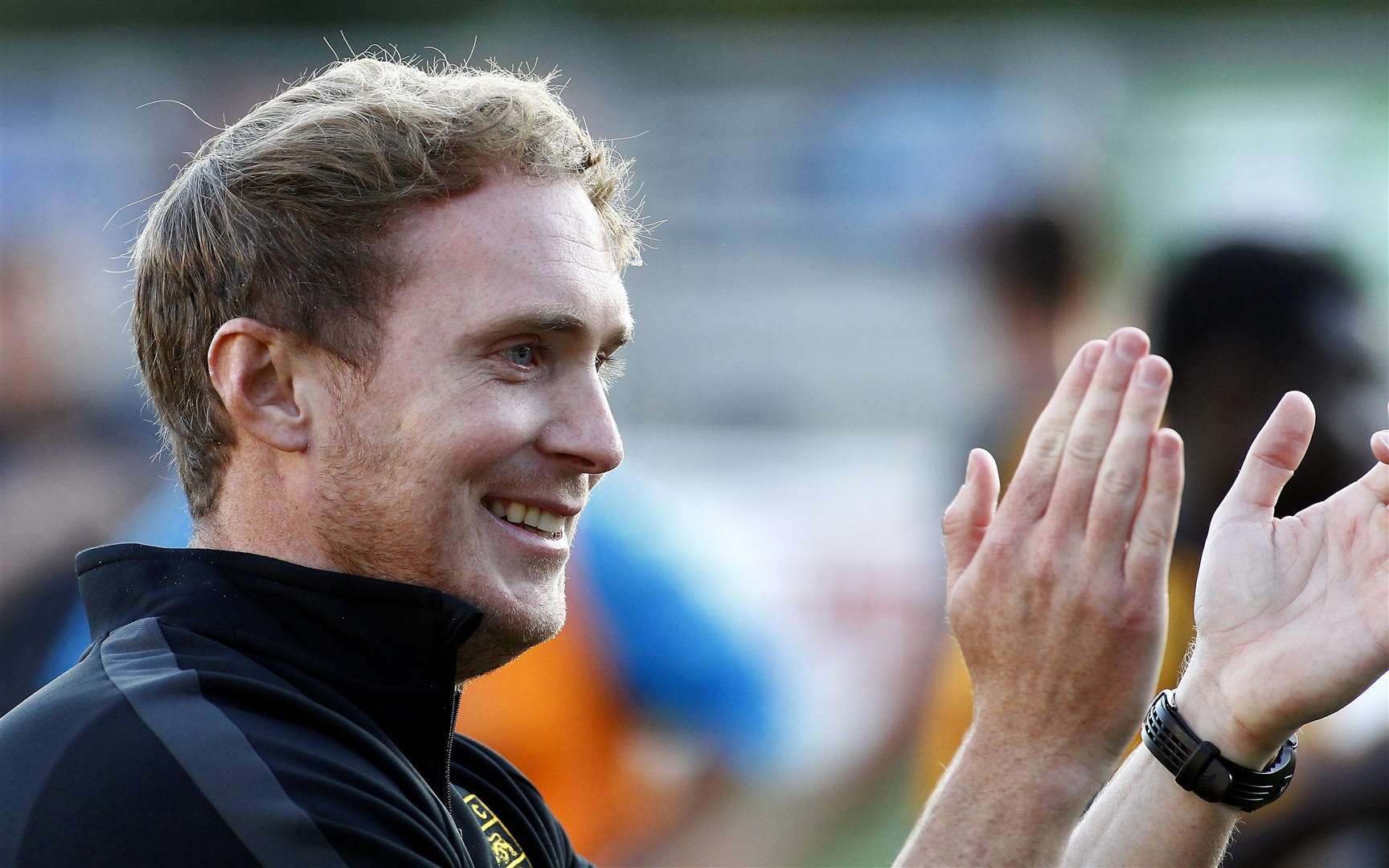 Maidstone manager Harry Wheeler has every right to look happy Picture: Sean Aidan