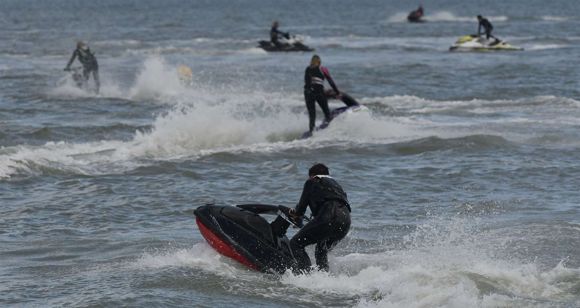 Jet skiers near Neptune car park on the Herne Bay seafront