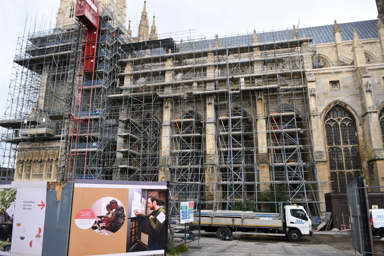 Scaffolding has encased Canterbury Cathedral for eight years. Picture: Barry Goodwin