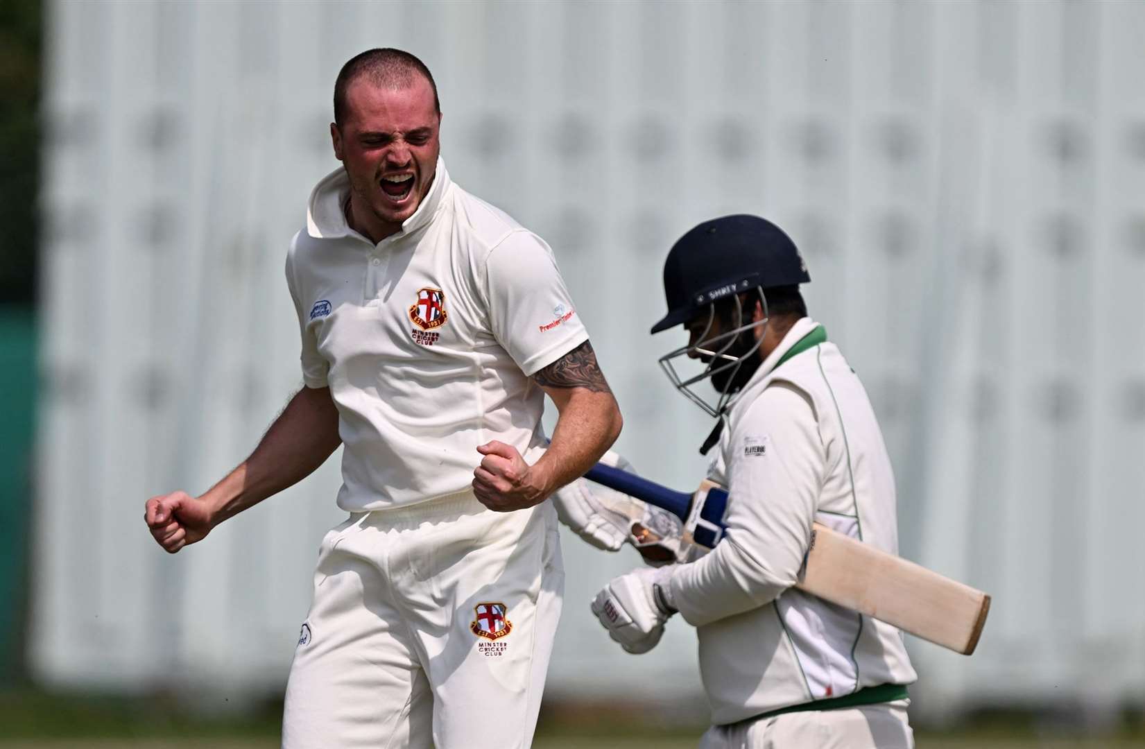 James Speer celebrates the wicket of Blackheath opener Jas Bassan Picture: Keith Gillard