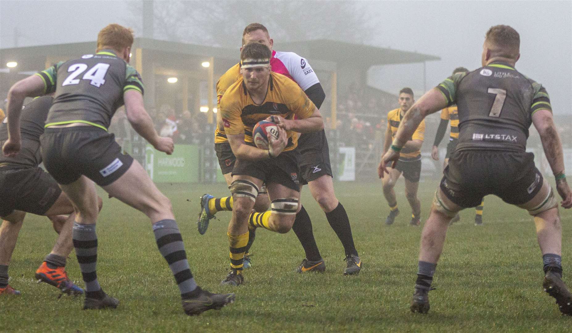 Canterbury's Jamie Stephens powers forward against Guernsey Picture: Phillipa Hilton