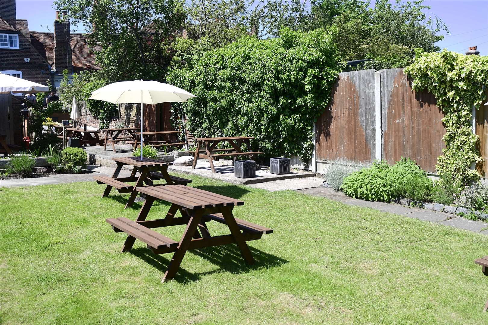 The Monument boasts a spacious beer garden, which has been planted with flowers and shrubs. Picture: Barry Goodwin
