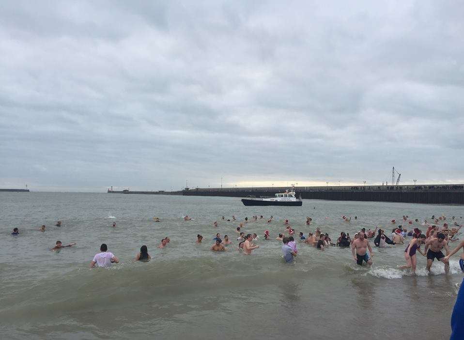 Dippers in Dover plunged into the sea at midday.
